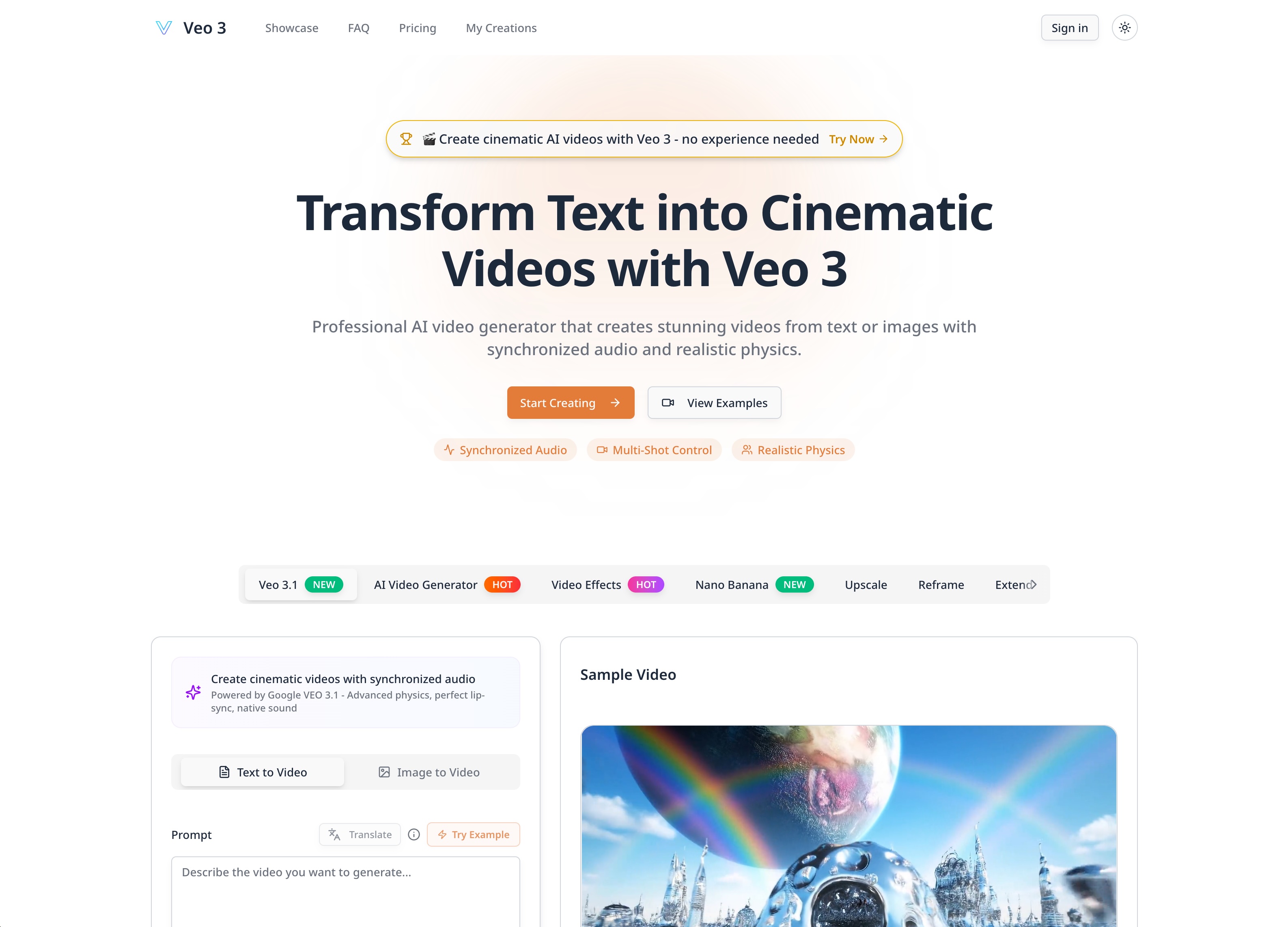 Veo 3 AI Video Generator with Audio | Cinematic Text-to-Video: Veo 3 AI Video Generator with Audio | Cinematic Text-to-Video