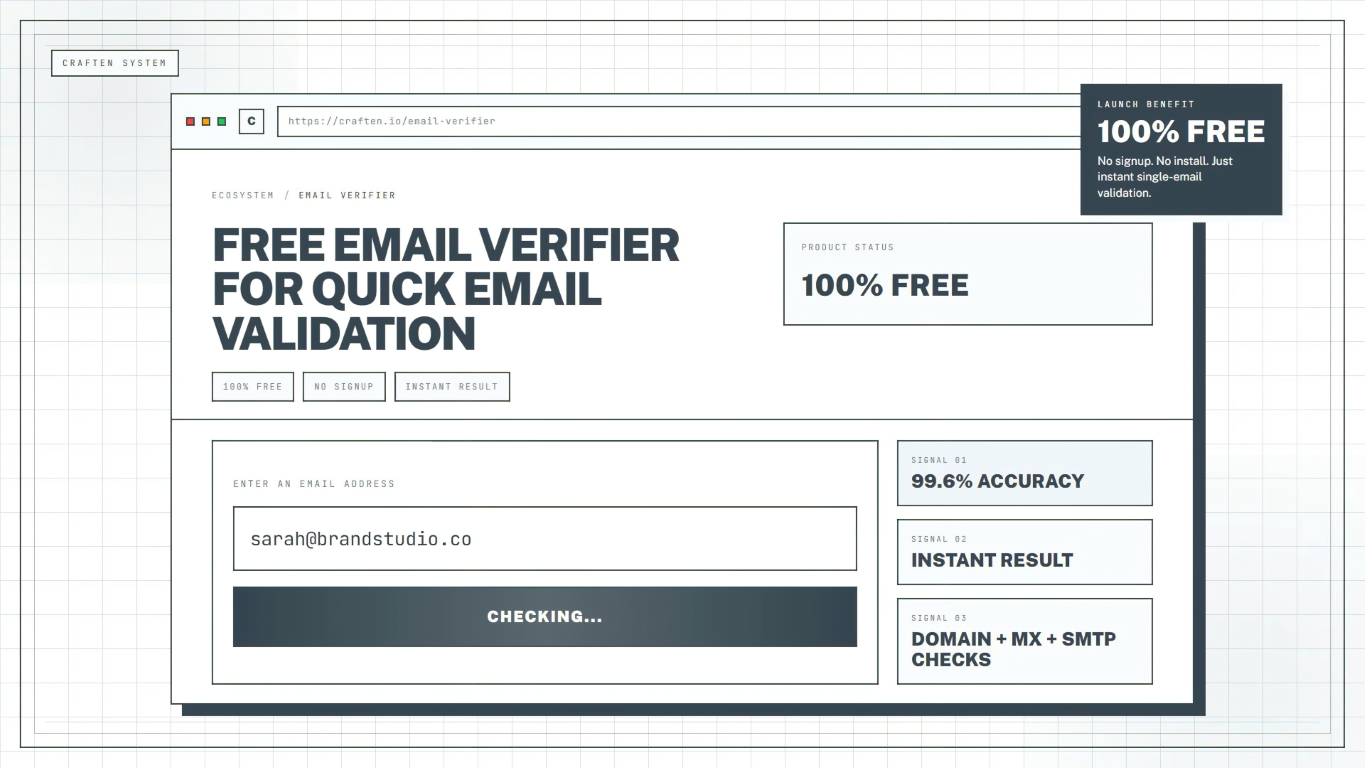 100% Free Email Verifier by Craften screenshot 1