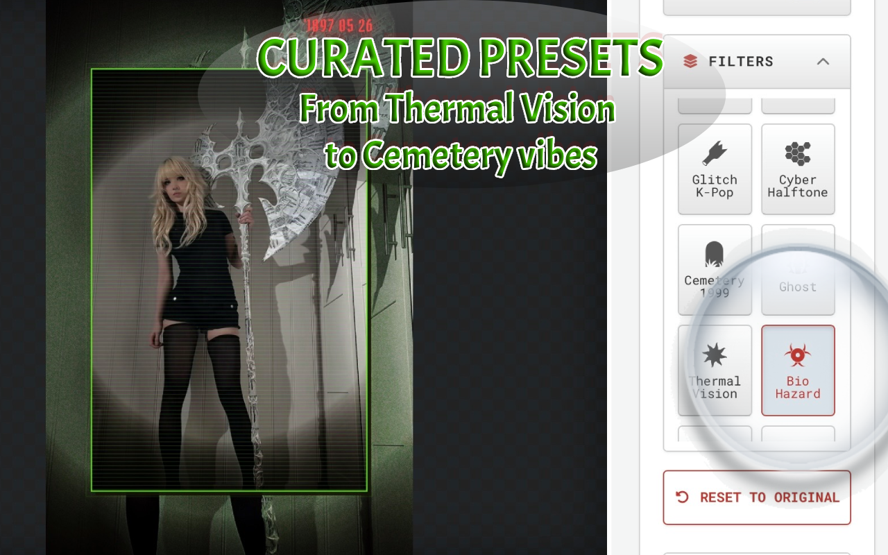 RawVamp: Dark Aesthetic Photo Editor & Y2K Grunge Filter preview