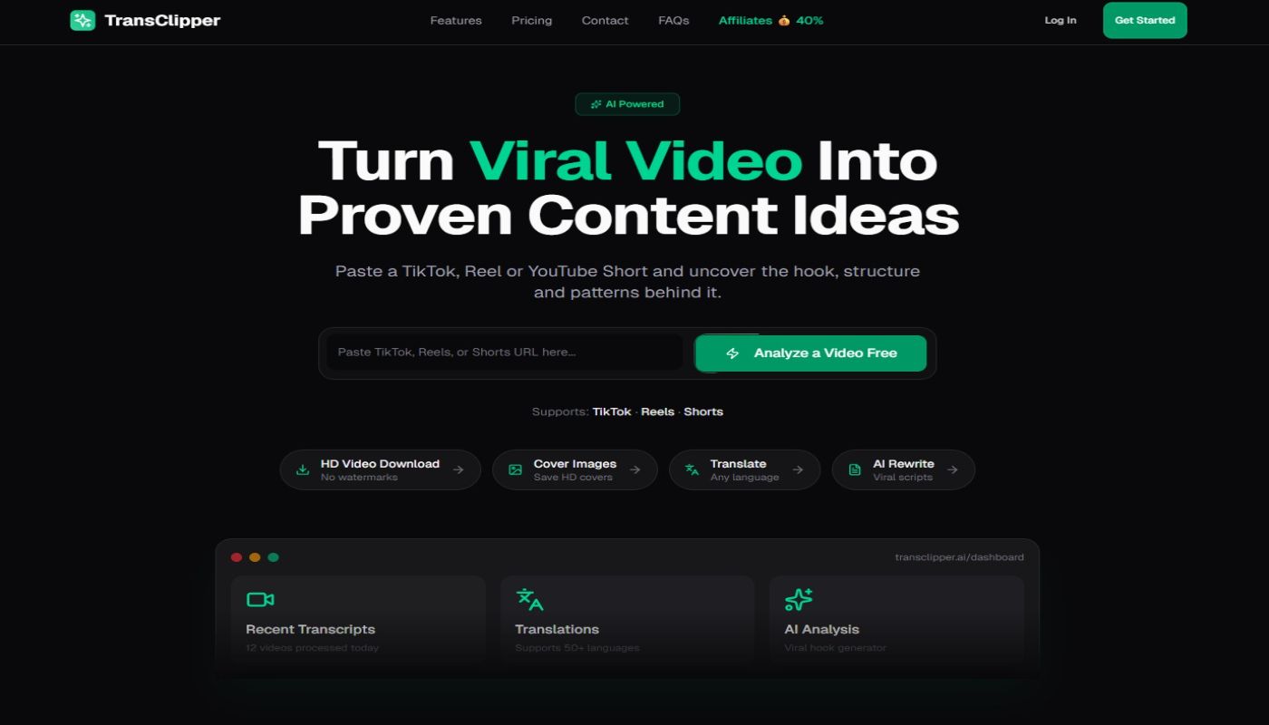 TransClipper: Turn Viral Video Into Proven Content Ideas