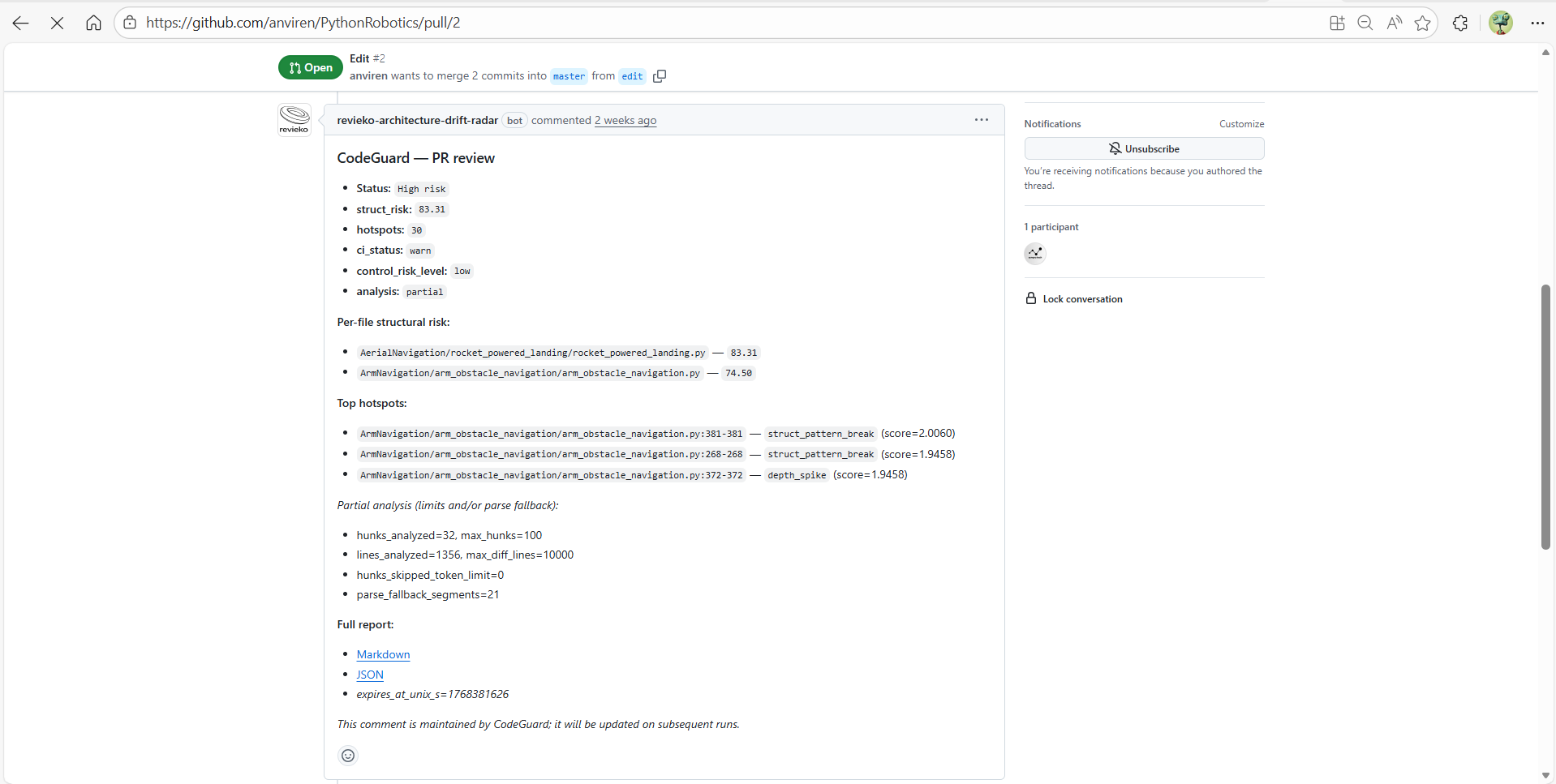 Revieko — Architecture Drift Radar for Code Reviews: Architecture governance for code: drift detection + hotspots in every PR.